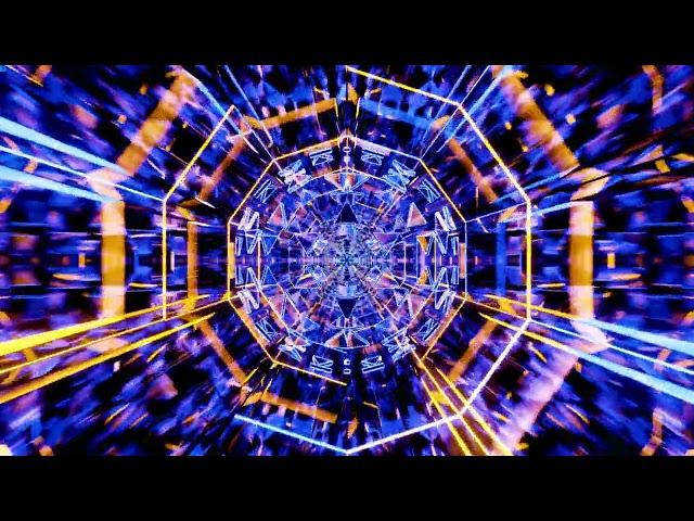 4K VJ Loop. Flight in abstract sci-fi neon tunnel