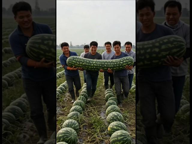 Farmers harvest rare long hybrid watermelon
