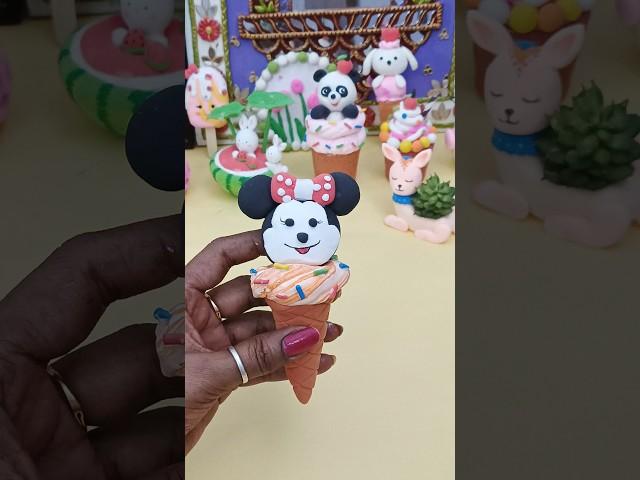 Minnie Mouse Ice Cream Clay Art | Super Cute DIY Summer Craft Idea️#youtubeshorts #diycrafts