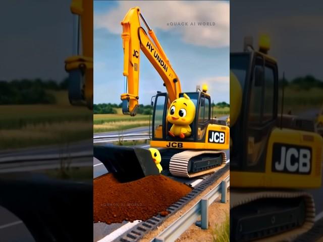 Cute Little Duck Digs with JCB and Finds Another Duck Underground!  ️ #littleduck #cuteduck