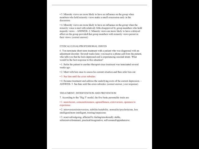 EPPP PSYCHOLOGY LICENSING EXAM ACTUAL EXAM 200 QUESTIONS AND CORRECT DETAILED ANSWERS WITH RATIONALE