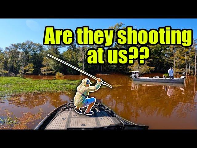 GUN SHOTS in a Sketchy Backwater while River Fishing