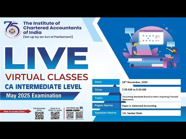 Intermediate Paper 1:AA | Topic: Accounting Standards Based on Items...| Session 1 | 18 Nov, 2024