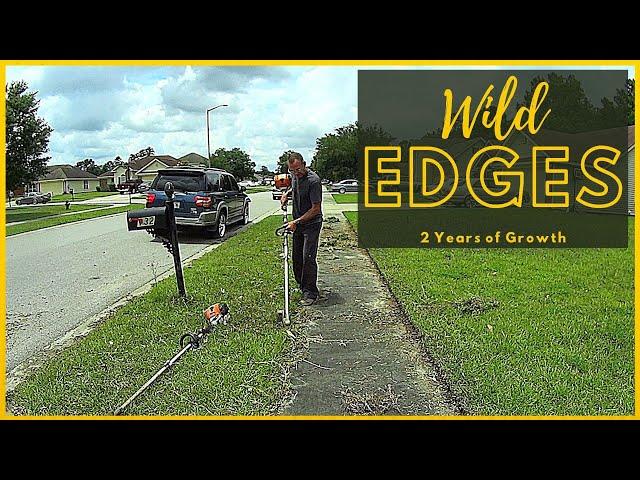 How To Edge Grass Off a Sidewalk / Driveway - Edging Grass - Stihl Stick Edger