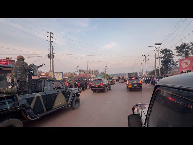 HEAVY SECURITY; President Museveni's Convoy Through Kakiri Wakiso Nansana 2 Kampala | Massive Crowds