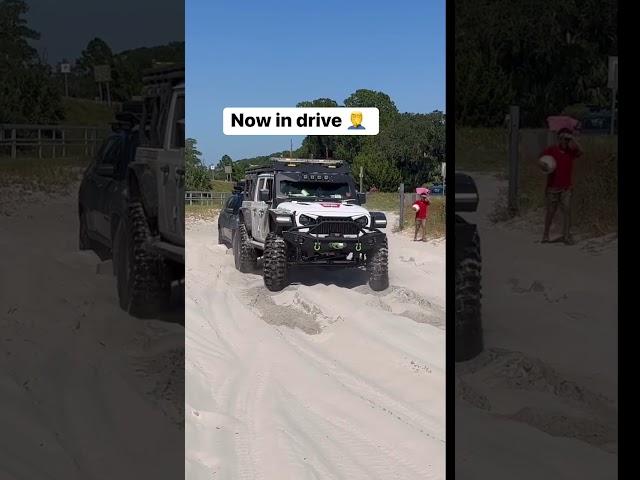 Hard to pull while your in park #jeeplife #offroadrecovery #video #offroad #truck #stuck #video