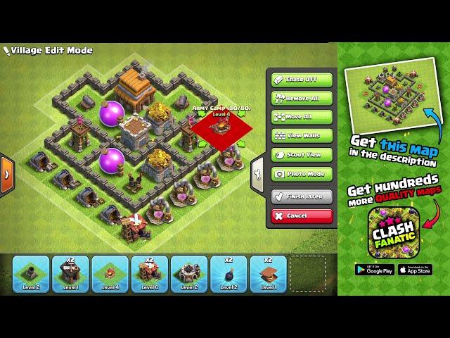 FARMING Town Hall 4 (TH4) map base with copy link | Clash of Clans