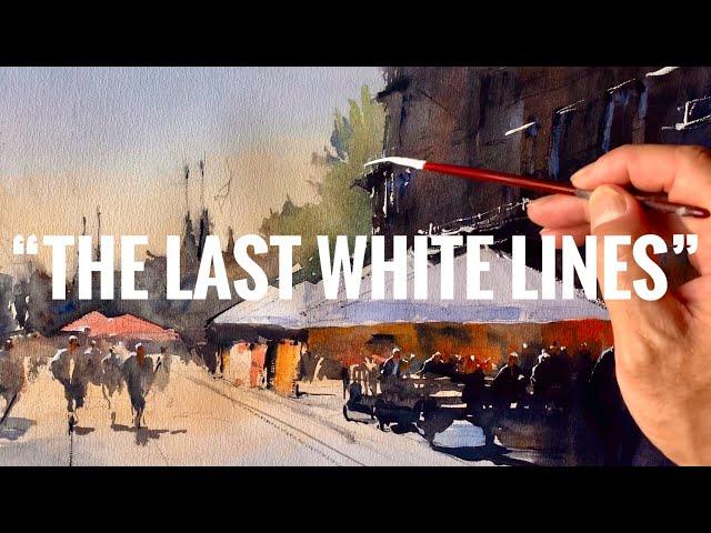 The last “white lines” is the key/ Watercolor sketch technique tutorial/ Watercolor and lines/