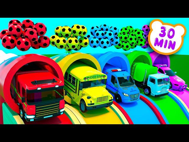 Wheels on the Bus + ABC Song | Soccer Ball Parachutes, Color Game | Nursery Rhymes & Kids Songs