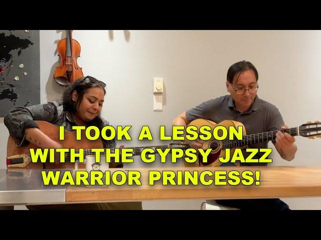 Taking A Guitar Lesson With Debi Botos - Gypsy Jazz Warrior Princess!