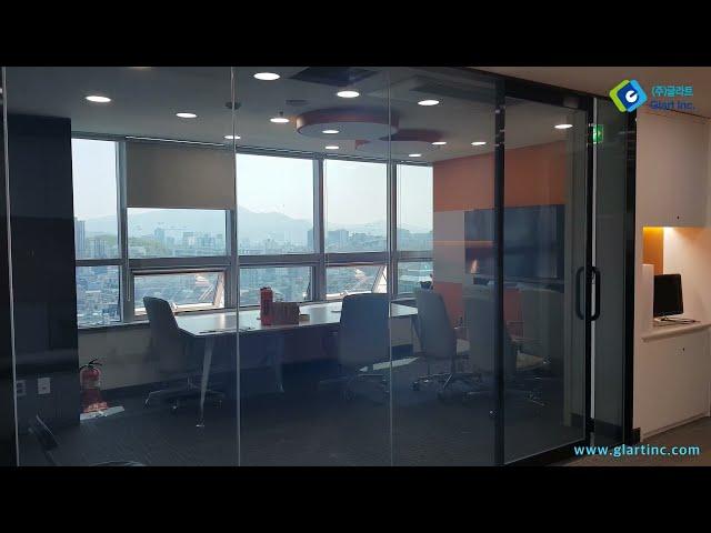 역삼동 금융회사 회의실에 설치한 Switchable glass, 미라클글라스, 스마트글라스, 매직글라스, PDLC  / Glart Inc. / (주)글라트