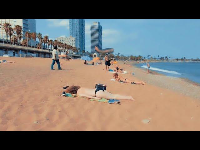 Walking #Barcelona#Beach Spain 4k//#Summer in Spain Barcelona Beach 2021