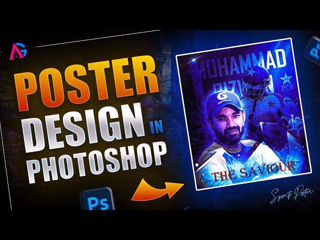 Photoshop Sports Poster Design Tutorial ft. M. Rizwan ( Cricketer )  ⏐ Azzi Graphics