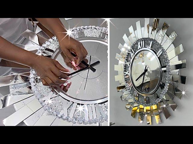 AMAZING DIY LARGE MIRROR Idea with Mirrors And Trays! DIY MIRROR WALL CLOCK