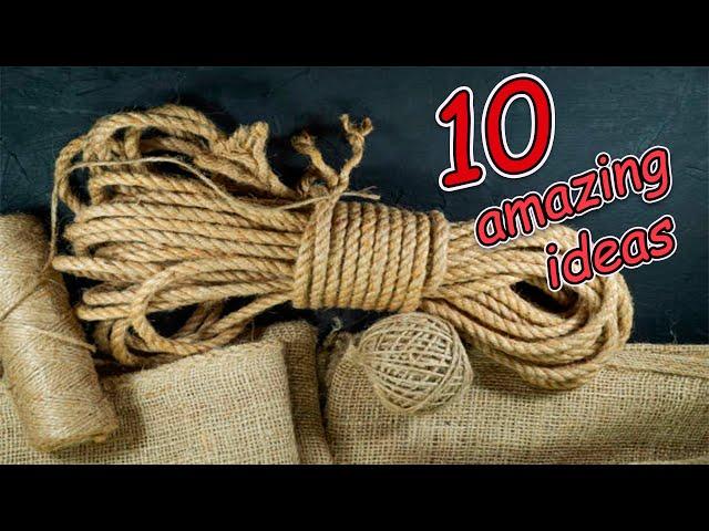 10 ИДЕИ поделок ИЗ ДЖУТА (джутового каната, веревки, ленты) своими руками. Jute craft ideas easy.