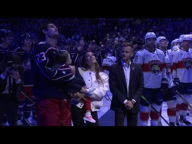 Johnny and Matthew Gaudreau honored with ceremony before Blue Jackets home opener