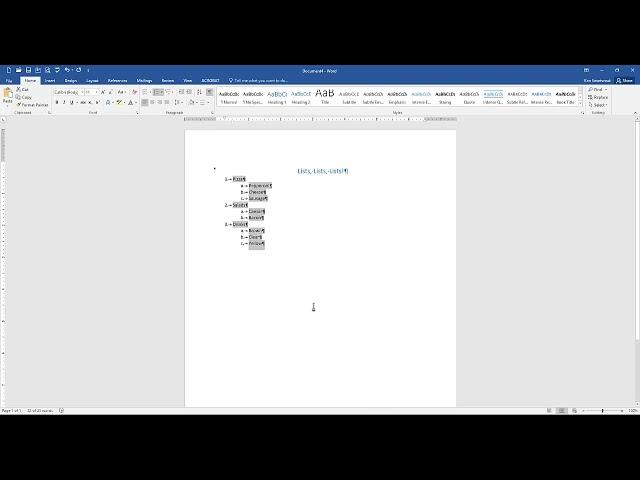 Introduction to Lists in Word and Custom Bullets - Office 365 / 2019