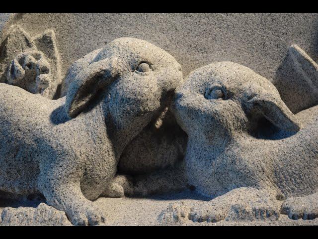 Bunnies in a Flower Garden sculpture AC Button II Carolina Sculpture Studio