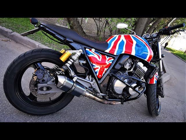 Прямоток для мотоцикла Akrapovic, обзор, глушитель, мотовыхлоп, банка. Honda CB 400