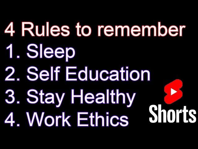 4 Simple Rules you must follow | Positive Motivation #shorts