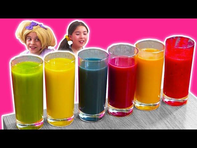 LEARN COLORS WITH FRUIT SMOOTHIES  Lilliana Is Colorblind! - Princesses In Real Life | Kiddyzuzaa