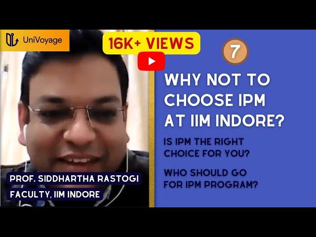 Why NOT to choose IPM? || IIM Indore Faculty Explains