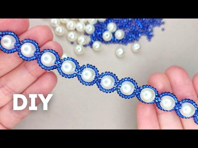 Easy Beaded Bracelet Idea Pearls Beads Jewelry Making Tutorial for Beginners