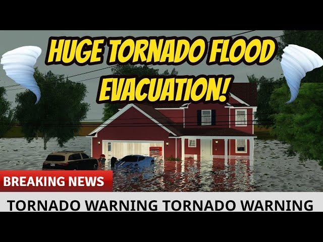 Greenville, Wisc Roblox l Huge Tornado Storm EVACUATION FLOOD Rp