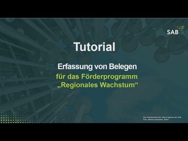 "Regionales Wachstum": Tutorial zur Erfassung der Belege in der Belegliste