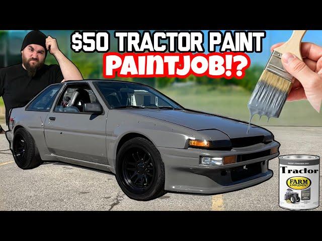 $50 DOLLAR TRACTOR PAINT ON MY V8 FORD POWERED TOYOTA! HOW TO DO A NICE CHEAP PAINTJOB ON A BUDGET!