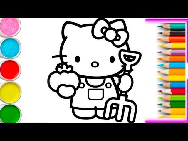 HELLO KITTY FARMER Drawing, Painting & Coloring For Kids and Toddlers_ Child Art ️