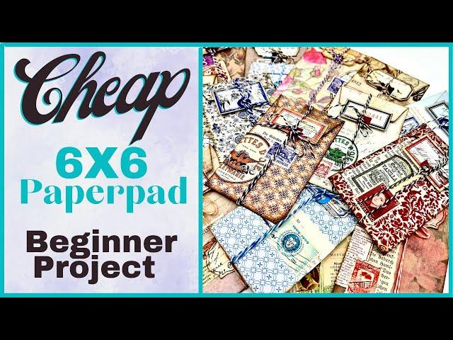 CHEAP 6X6 PAPERPAD PROJECT - EASY AND FUN BEGINNER TUTORIAL - #junkjournalideas #papercraft