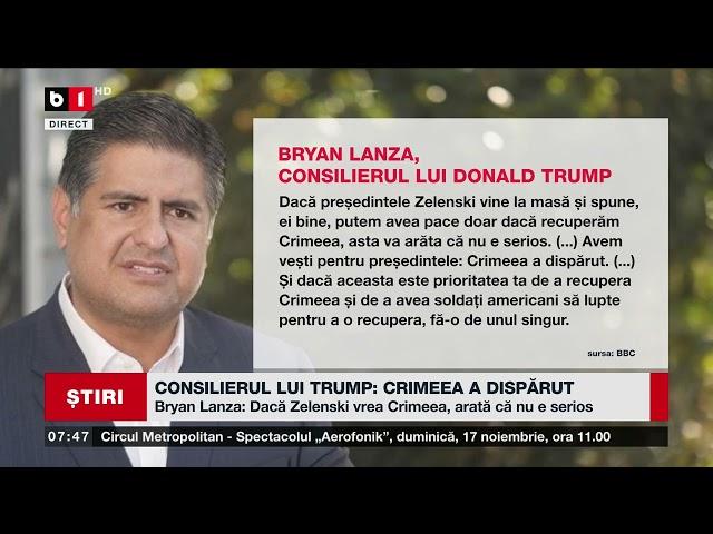 CONSILIERUL LUI TRUMP: CRIMEEA A DISPĂRUT_Știri B1TV_10 nov. 2024