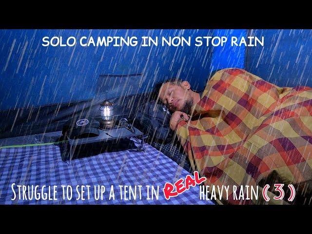 SOLO CAMPING HEAVY RAIN - RELAXING SOUND OF NATURE - BEAUTIFUL EXPERIENCE HIKING - ASMR