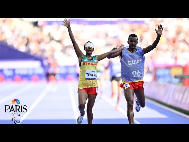 Ethiopia's Tesfaw torches track for 1500m T11 world record at Paris Paralympics | NBC Sports