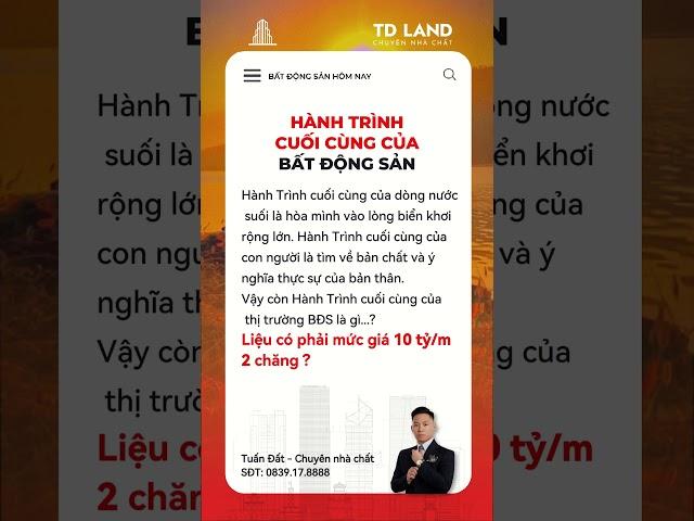 Hành trình cuối cùng của bất động sản  #tuandat #batdongsandongtien #chungcumini #batdongsanhanoi