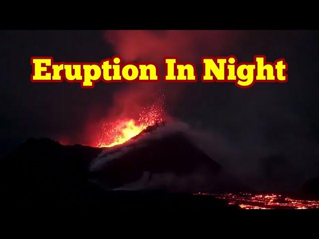 Eruption In Night, Iceland Sundhnúka Crater, KayOne Volcano, Relaxing Inspired Music