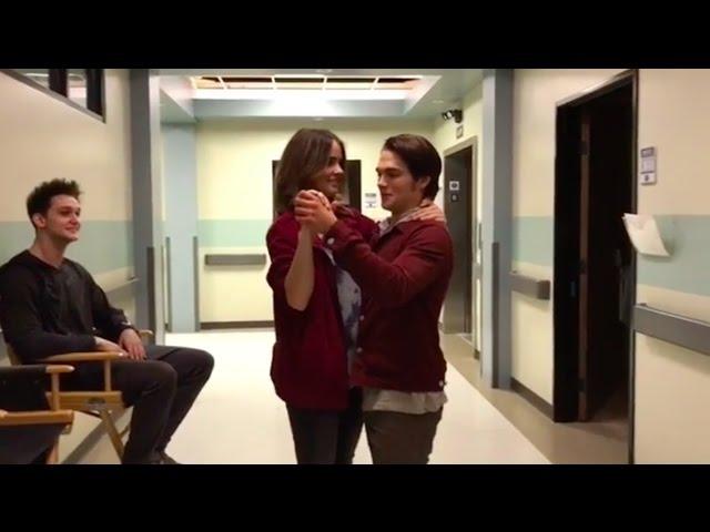 Shelley Hennig & Dylan Sprayberry dancing on the Teen Wolf set