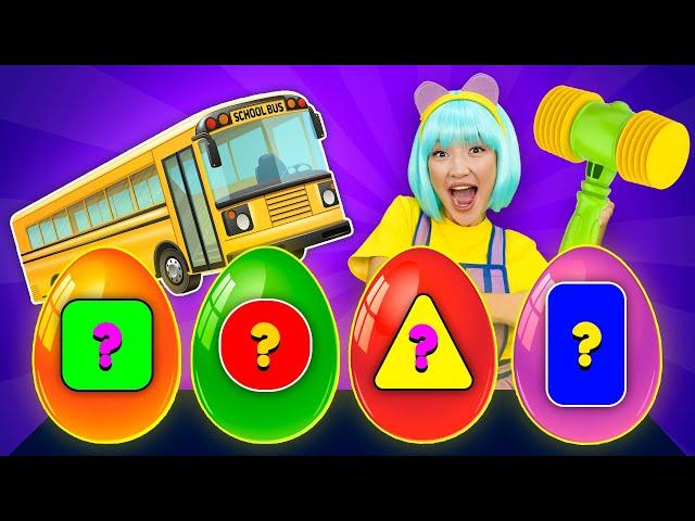 The Wheels on The Bus Song | Surprise Eggs | Tigi Boo  Nursery Rhymes & Kids Songs