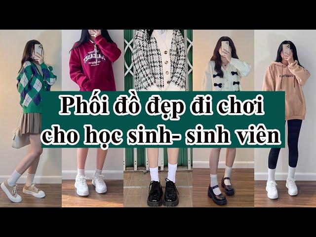 [  Shopee Haul ] Phối đồ phong cách Học sinh- sinh viên...Chân váy, Áo hoddie, Sweater, Cardigan nữ