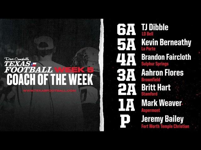 Dave Campbell's Texas Football Coaches or the Week: Week Five