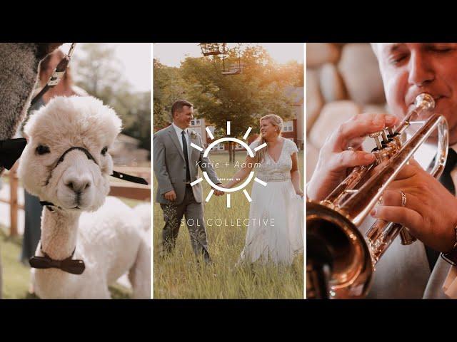 Couple Surprises Guests with Alpacas! | Caberfae Peaks Wedding | Katie + Adam