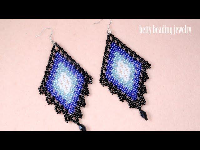 Rhombus earring with seedbeads elegant and easy for beginnersbeginners