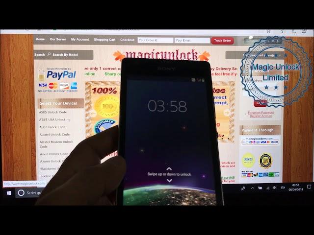 How to enter code in Sony Ericssion Xperia™ SP C5303 4G @www.magicunlock.com