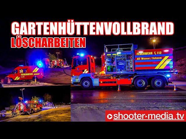   GARTENHAUS im VOLLBRAND   |   Löscharbeiten mit Wasser vom WLF-AB Tank  