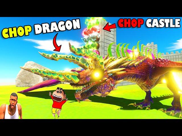 UPGRADING CHOP DRAGON and CHOP CASTLE SHINCHAN in ANIMAL REVOLT BATTLE SIMULATOR Dinosaur Game