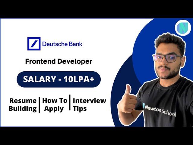 Deutsche Bank Hiring For Frontend Developer (Fresher/Experienced) India | Salary 10LPA+