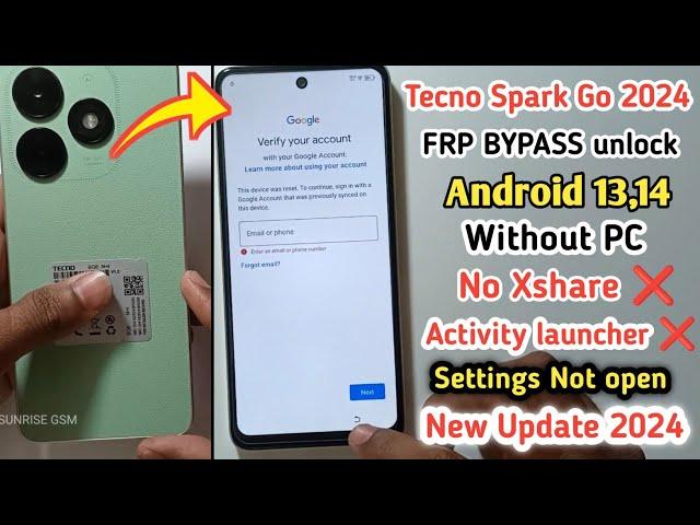 Tecno Spark Go 2024 Frp Bypass Android 13 | Tecno BG6 Google Account Bypass Without Pc | New Update