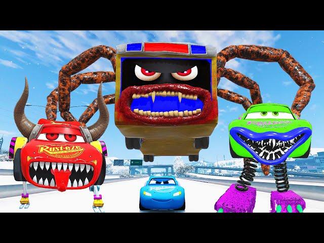 Live Epic Escape From Lightning McQueen Eater Monsters | McQueen VS Lightning McQueen | BeamNG.Drive