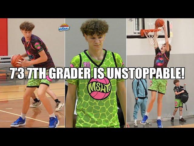 7'3 7th Grader DOMINATES At MSHTV Camp! Jeremy Gohier Highlights!